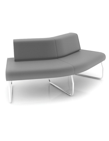 Banquette Legvan grise avec dossier incliné et piètement blanc - Legvan