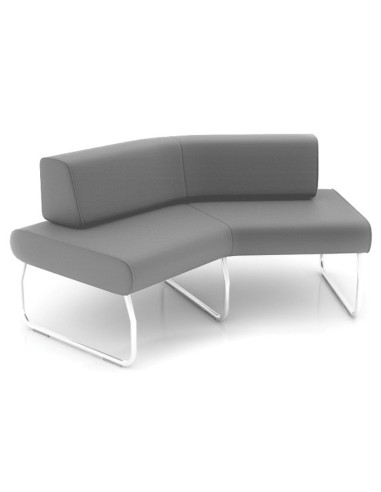 Banquette Legvan grise avec dossier haut et piètement blanc - Legvan