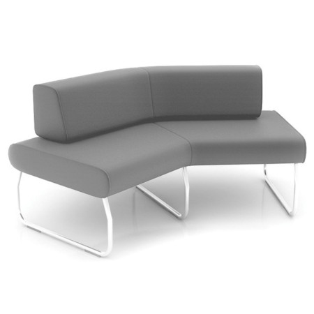 Banquette Legvan grise avec dossier haut et piètement blanc - Legvan