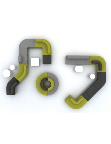 Agencements Legvan verts formant différents modules d’assise - Legvan