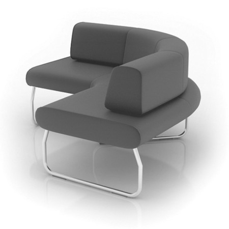 Fauteuil Legvan gris au design cubique avec base blanche - Legvan
