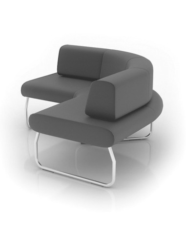Fauteuil Legvan gris au design cubique avec base blanche - Legvan