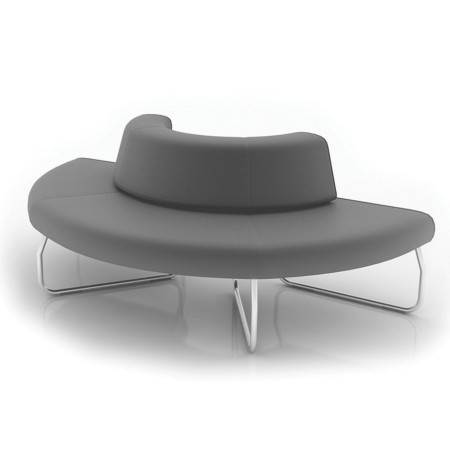 Fauteuil Legvan arrondi en gris avec base blanche - Legvan