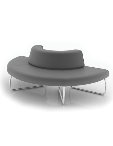 Fauteuil Legvan arrondi en gris avec base blanche - Legvan