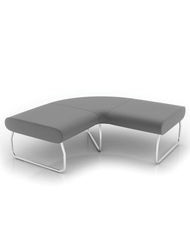 Banquette d’angle en L Legvan grise avec piètement métal - Legvan