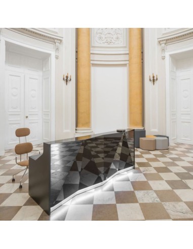 Banque d'accueil droit design noir avec led intégrée