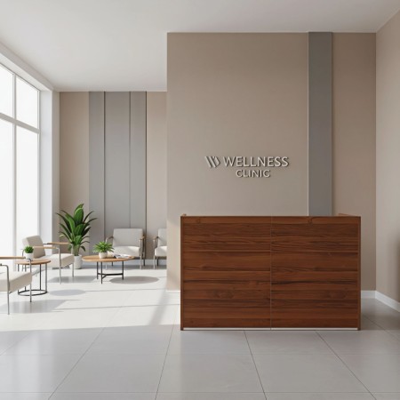 Meuble de réception en bois clair 2