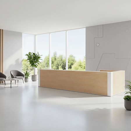 Meuble de réception en bois clair 2