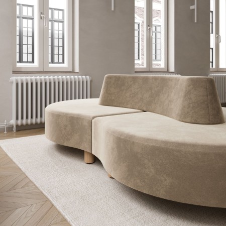 Canapé Nubi gris clair avec ambiance lumineuse - Nubi