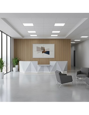 Meuble de réception gris dans espace d'attente