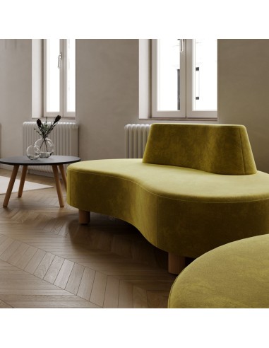 Canapé Nubi moutarde avec dossier incurvé - Nubi