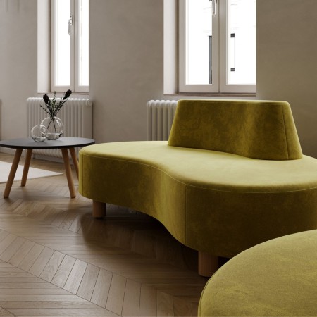 Canapé Nubi moutarde avec dossier incurvé - Nubi