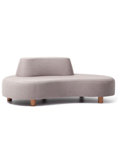 Canapé Nubi beige clair aux formes arrondies et piétement bois - Nubi