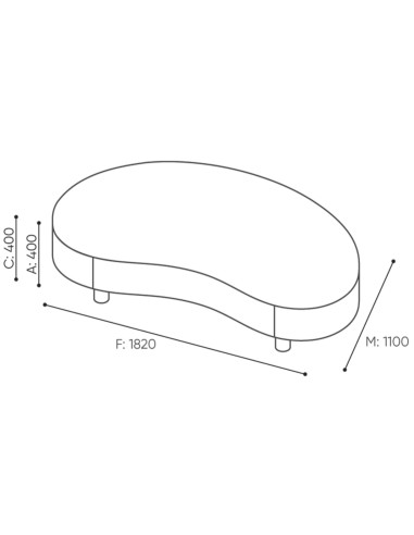 Dimensions du canapé Nubi asymétrique - Nubi