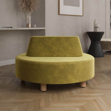 Canapé Nubi rond avec dossier, revêtement tissu beige clair - Nubi 2