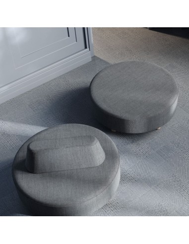 Canapés Nubi ronds en tissu gris, installation en duo - Nubi
