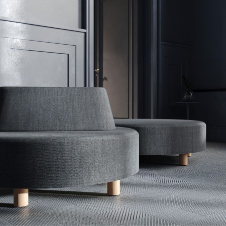 Canapés Nubi ronds gris avec dossier en espace lounge - Nubi