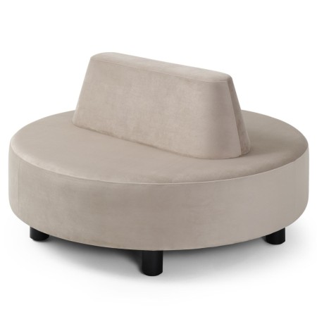 Canapé Nubi rond avec dossier, revêtement tissu beige clair - Nubi