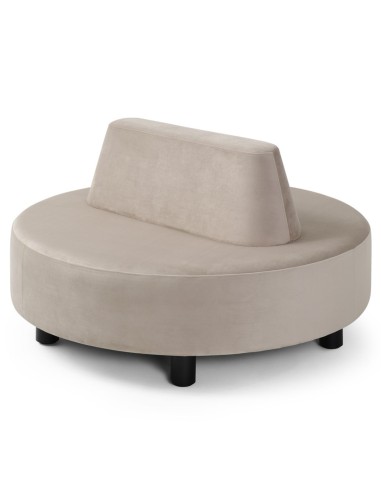 Canapé Nubi rond avec dossier, revêtement tissu beige clair - Nubi