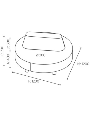 Dimensions du canapé Nubi rond avec dossier - Nubi