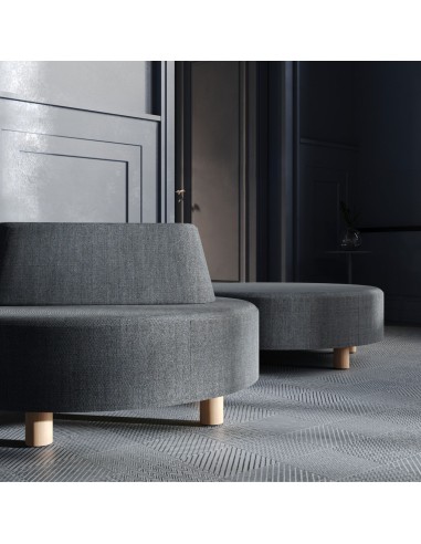 Canapés Nubi ronds en tissu gris, installation lounge moderne - Nubi