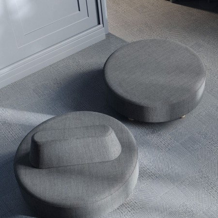 Canapés Nubi ronds bas, duo en tissu gris clair - Nubi