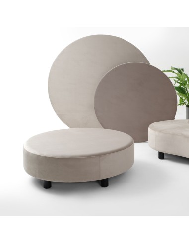 Canapé Nubi rond bas beige avec table basse assortie - Nubi