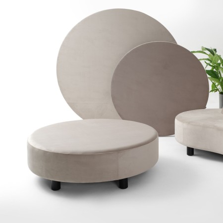 Canapé Nubi rond bas beige avec table basse assortie - Nubi