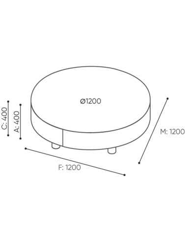 Dimensions du canapé Nubi rond bas - Nubi