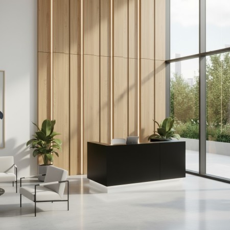 Meuble de réception noir avec 2 profondeurs possibles 2