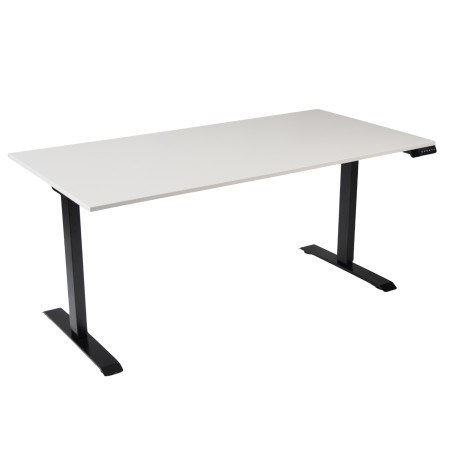 Bureau assis-debout Start-UP coloris plateau gris clair et piètement noir