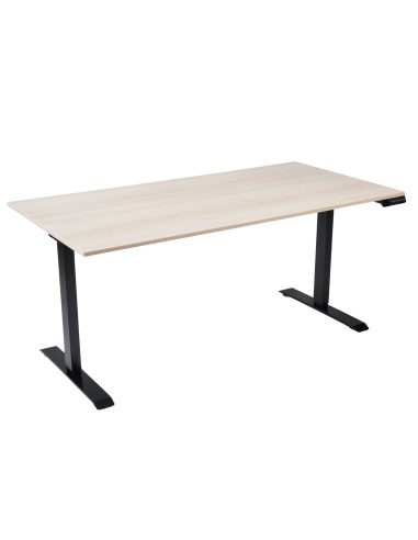 Bureau assis-debout Start-Up 160x80 cm coloris plateau blanc et piètement noir