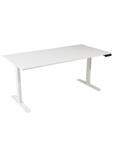 Bureau assis-debout Start-Up 160x80 cm coloris plateau blanc et piètement blanc	