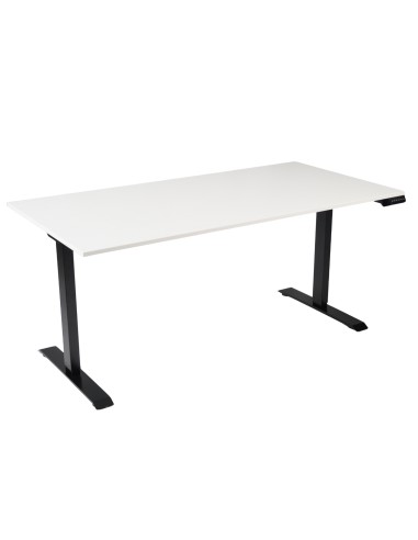 Bureau assis-debout Start-Up 160x80 cm coloris plateau blanc et piètement noir