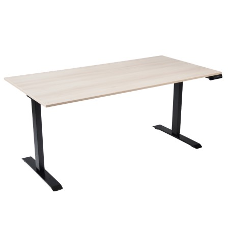Bureau assis-debout Start-Up 180x80 cm coloris plateau acacia et piètement noir