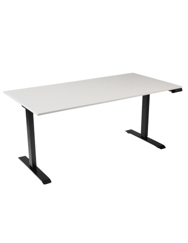 Bureau assis-debout Start-Up 180x80 cm coloris plateau gris clair et piètement noir