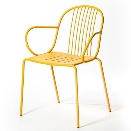 Deux chaises Diane métal gris clair, vues en perspective - Diane