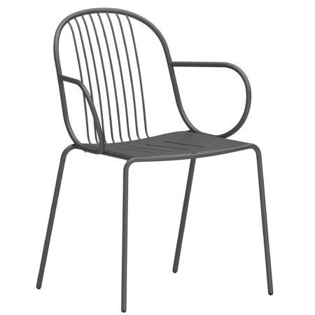 Chaise Diane métal gris clair, vue de 3/4 avant gauche - Diane