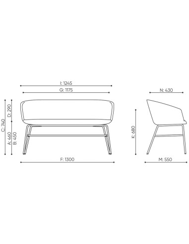 Dimensions banquette Ox:co - Ox:co