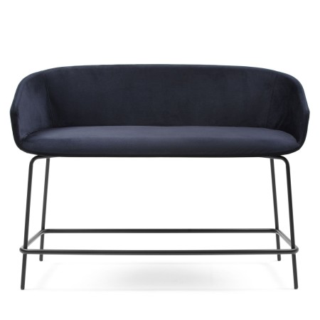 Banquette tapissée avec piètement métallique noir, vue de face - Ox:co