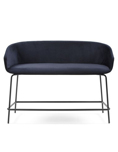 Banquette tapissée avec piètement métallique noir, vue de face - Ox:co