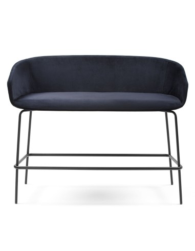 Banquette haute tapissée avec piètement métallique noir, vue de face - Ox:co
