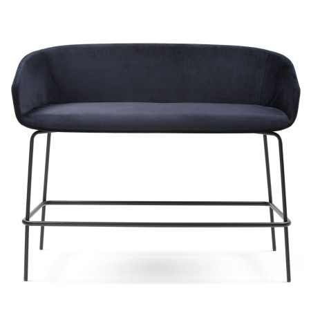 Banquette haute tapissée avec piètement métallique noir, vue de face - Ox:co