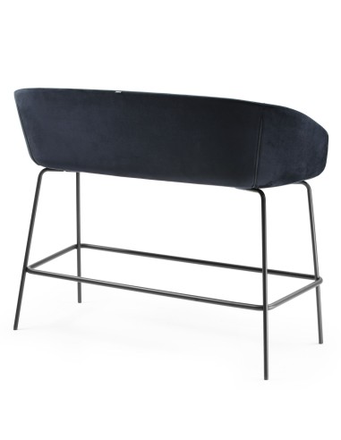 Banquette haute tapissée avec piètement métallique noir, vue de côté - Ox:co