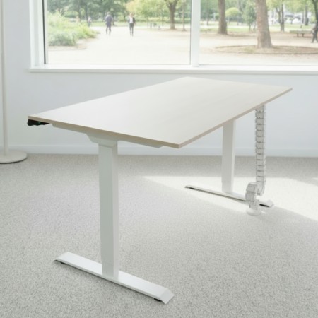 Bureau assis-debout Start-Up 180x80 cm coloris plateau noyer foncé et piètement noir 2