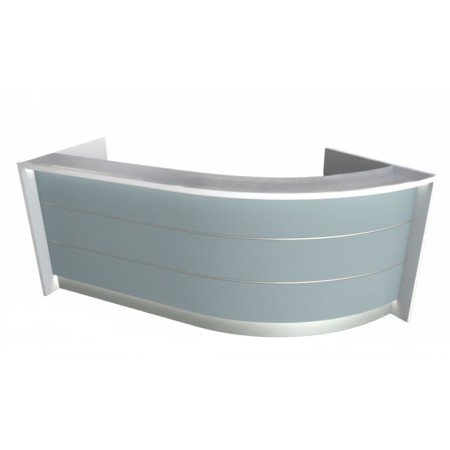 Meuble de réception bleu avec structure blanche