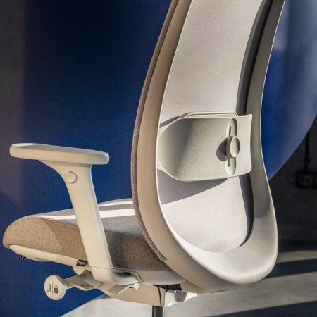 Vue rapprochée du dossier en maille et du support lombaire ajustable Belt BE 102