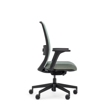 Chaise ergonomique professionnelle noire avec base à roulettes Belt BE 102 profil