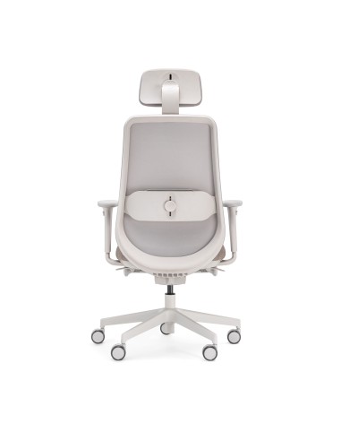 Chaise de direction en gris avec appui tête et système réglable pour le dos