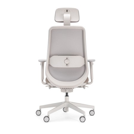 Chaise de direction en gris avec appui tête et système réglable pour le dos